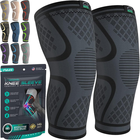 2-Pack Compression Knee Brace Sleeves for Men & Women - Knee Support for Running, Workouts, Meniscus, ACL & Arthritis Relief