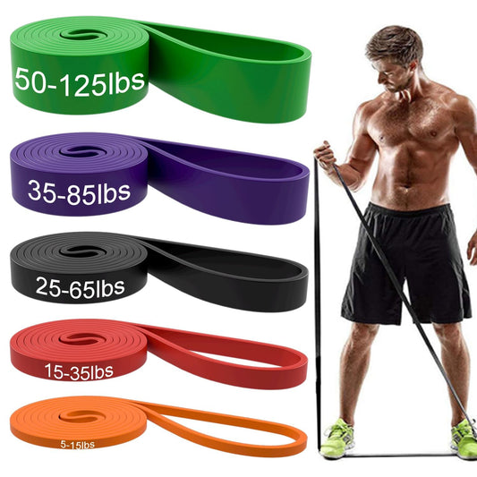 5-Piece Pull Up Assist Resistance Bands Set - Long Exercise Bands for Strength Training, Fitness, Stretching & Physical Therapy