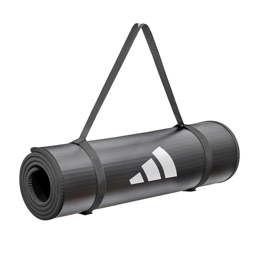 Adidas Extra Thick Training Mat with Carry Strap - 10mm Cushioned Non-Slip Workout Mat for Home Gym, Floor Exercises & Fitness Training