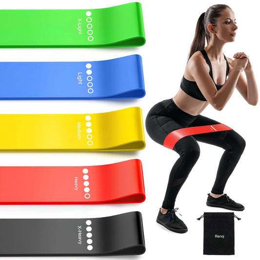 5-Pack Resistance Bands Set for Working Out - Elastic Exercise Bands for Strength Training, Stretching, Yoga, Pilates & Home Gym Workouts